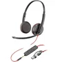 Poly Auriculares con Cable Blackwire 3225 para Comunicaciones - USB-C + Jack 3.5mm + Adaptador Incluido - Negro (Ref. 8X229AA)
